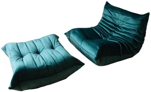 Fotel wypoczynkowy Togo z podnóżkiem, velvet zielony cyraneczka - WYMIARY