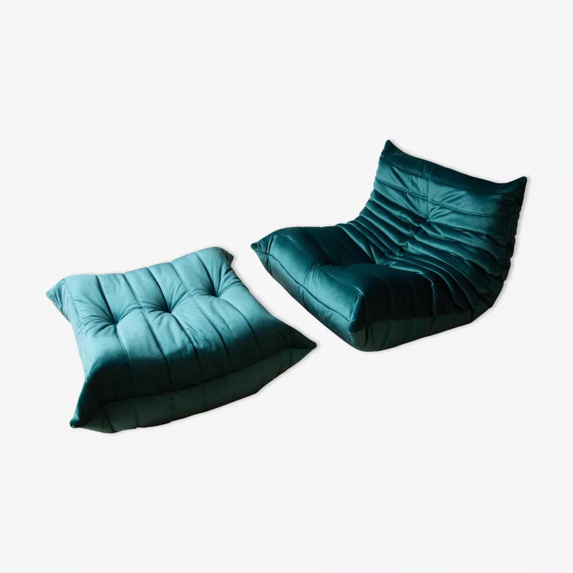 Fotel wypoczynkowy Togo z podnóżkiem, velvet zielony cyraneczka - 166172