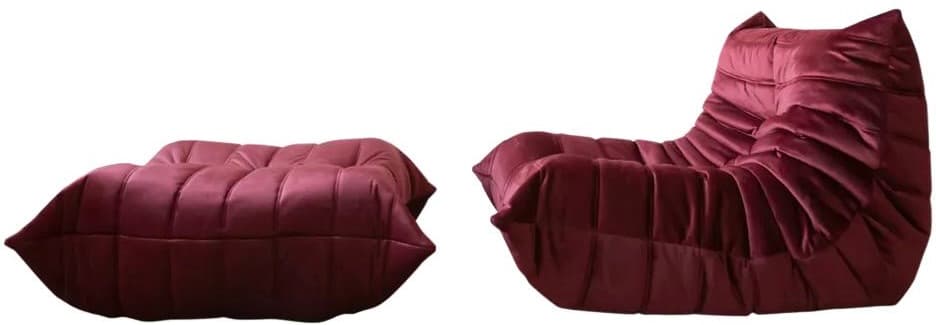 Fotel wypoczynkowy Togo z podnóżkiem, velvet bordowy