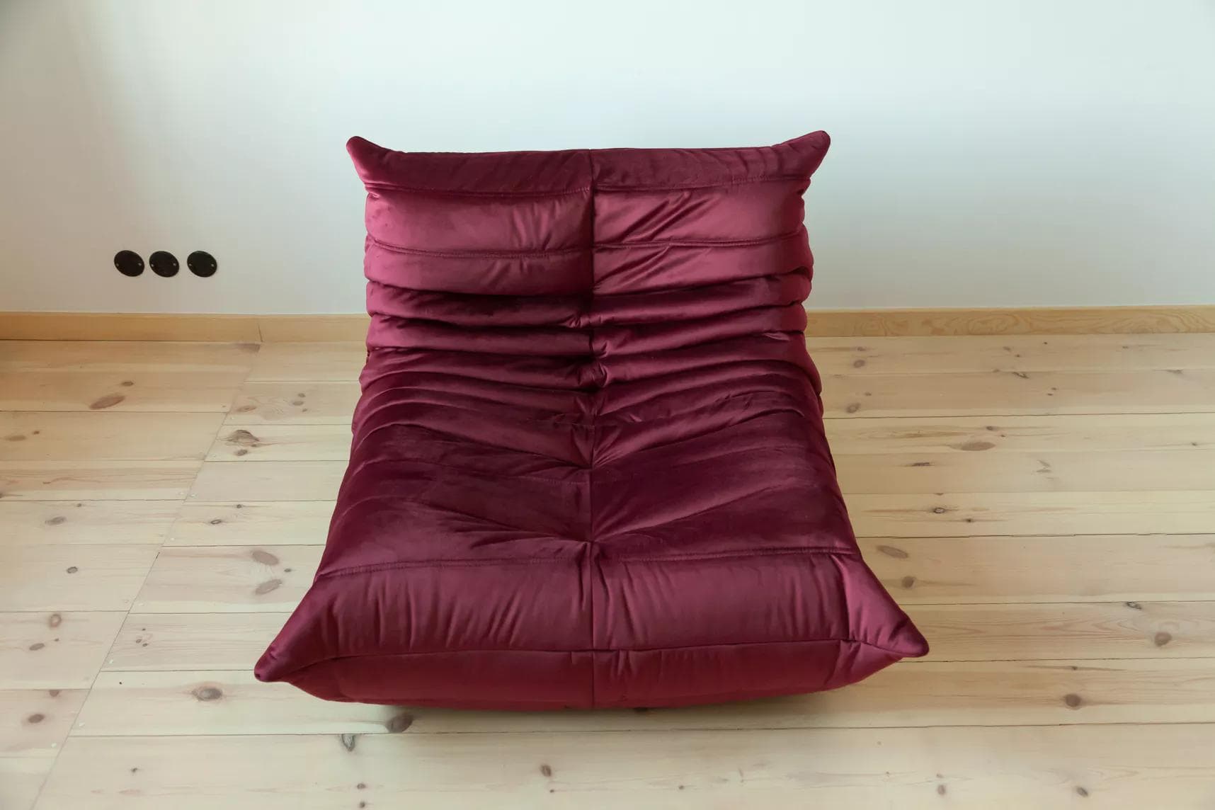 Fotel wypoczynkowy Togo z podnóżkiem, velvet bordowy - 166488