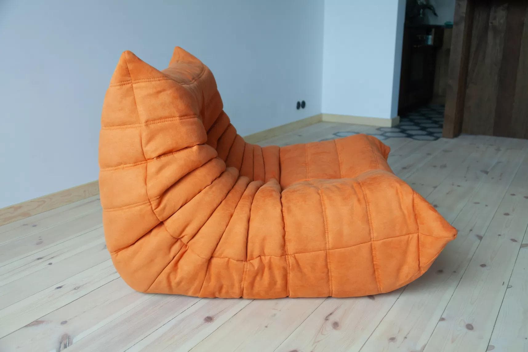 Fotel wypoczynkowy Togo z podnóżkiem, mikrofibra pomarańcz - 166108