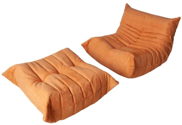 Fotel wypoczynkowy Togo z podnóżkiem, mikrofibra pomarańcz - WYMIARY