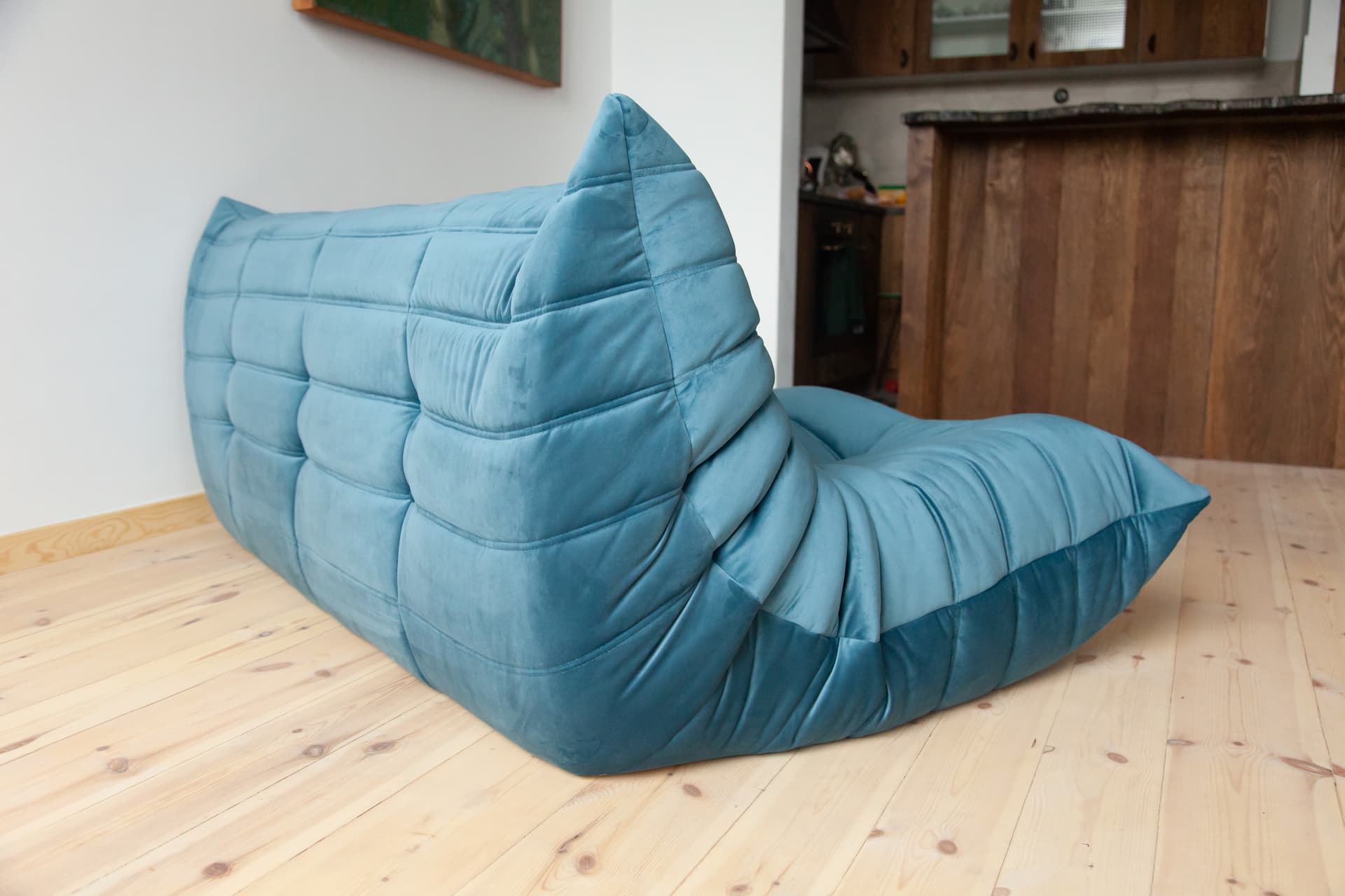 Sofa Togo trzyosobowa, velvet błękitny morski - 166470