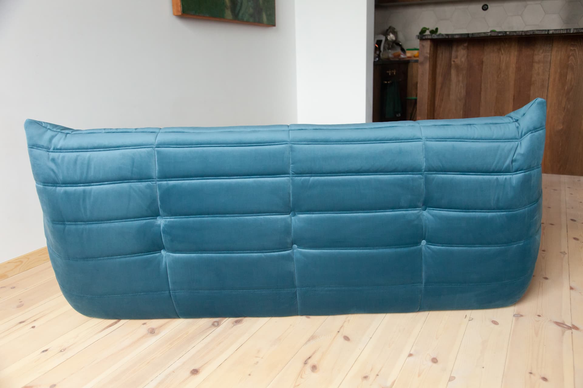 Sofa Togo trzyosobowa, velvet błękitny morski - 166469