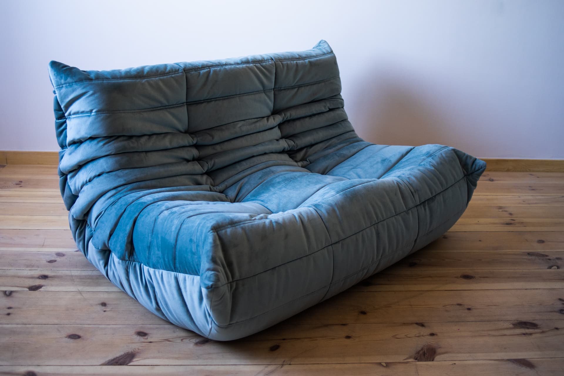 Sofa Togo trzyosobowa, velvet błękitny lazur - 166439
