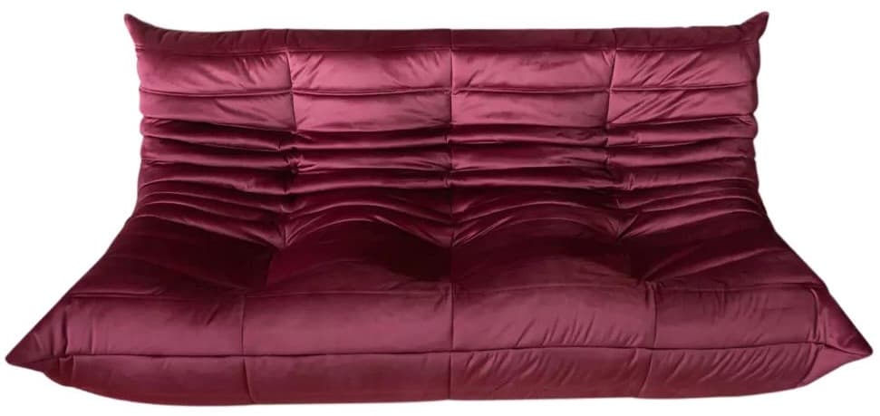 Sofa Togo trzyosobowa, velvet bordowy - 59430