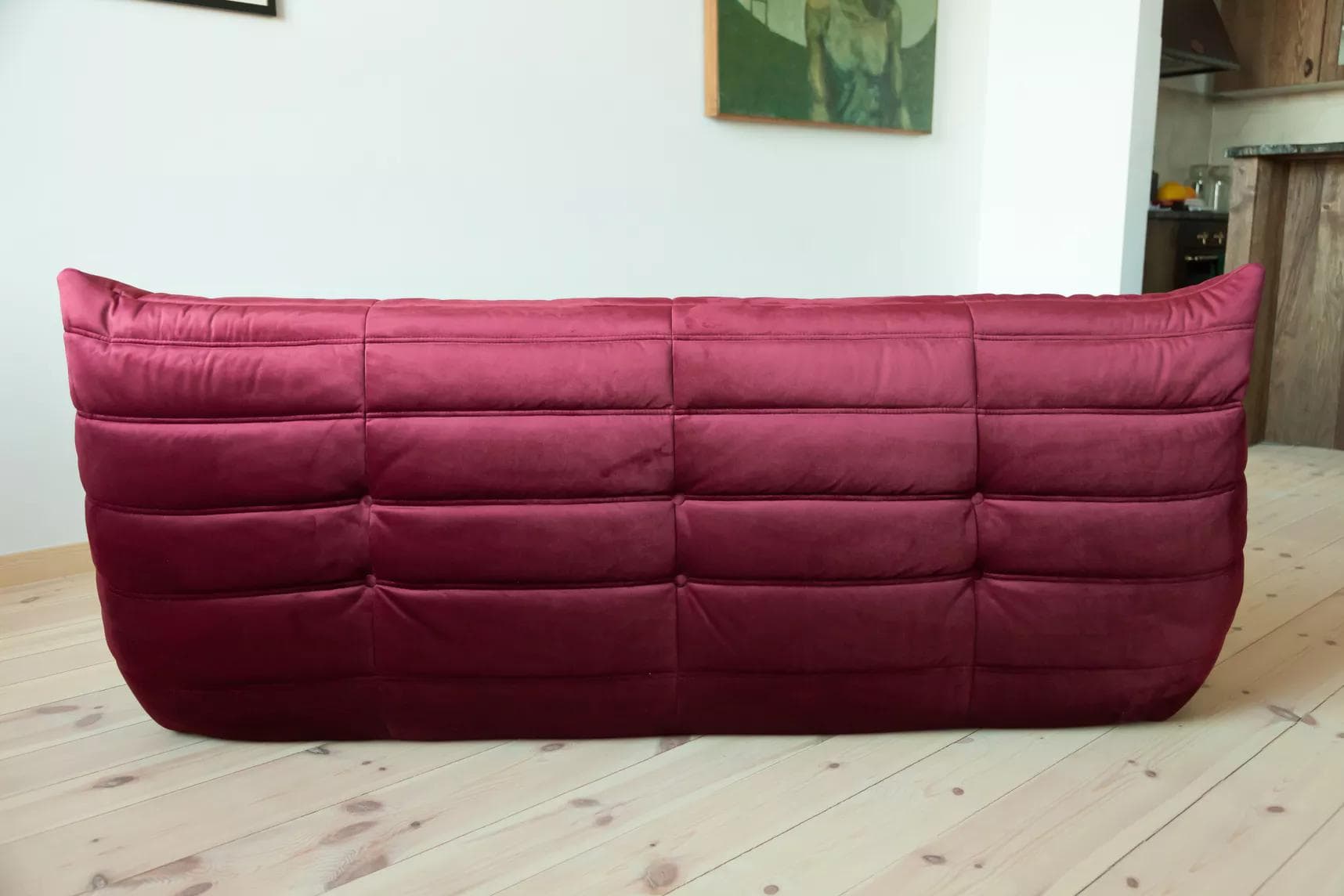 Sofa Togo trzyosobowa, velvet bordowy - 166599