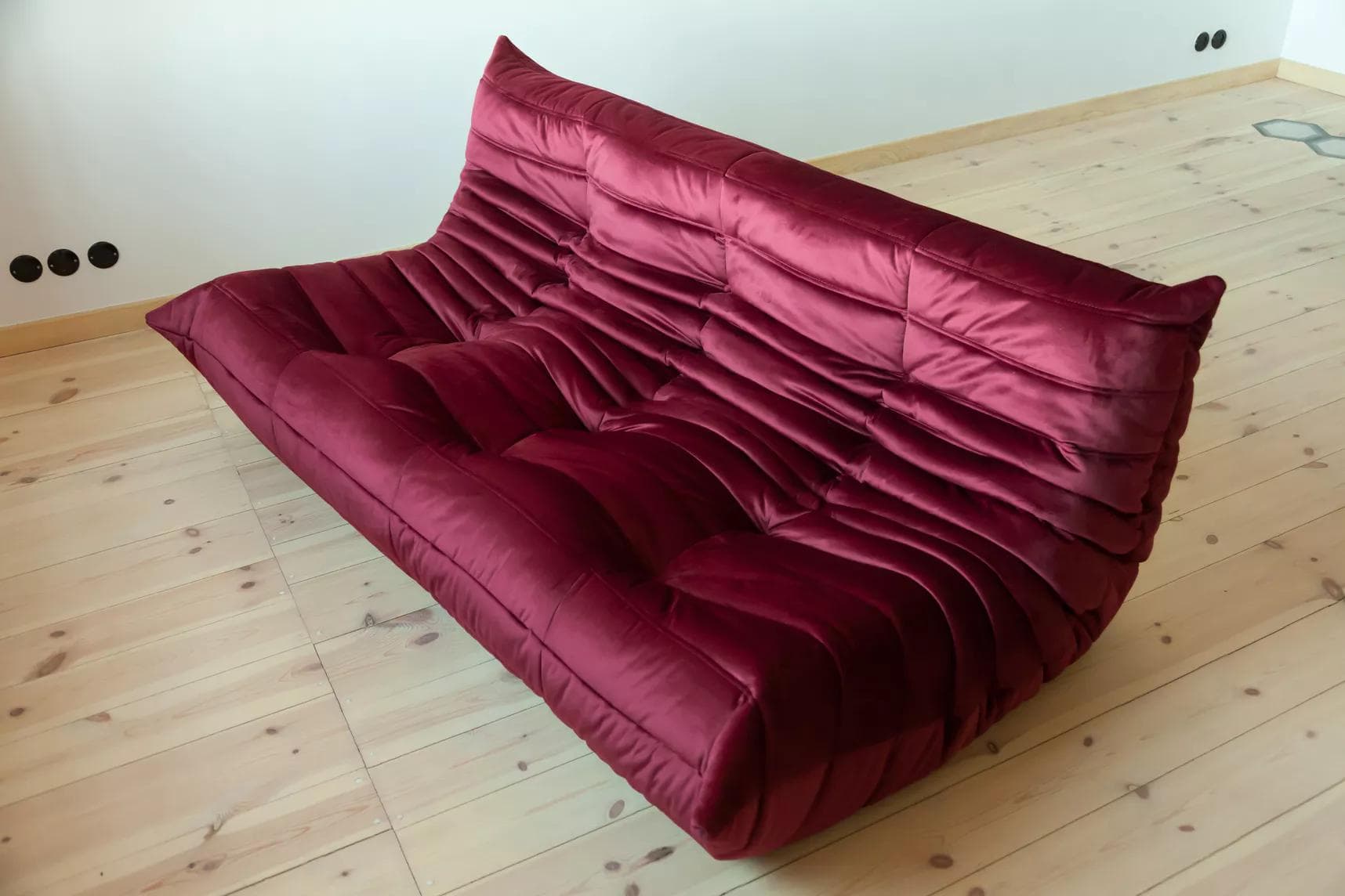 Sofa Togo trzyosobowa, velvet bordowy - 166601
