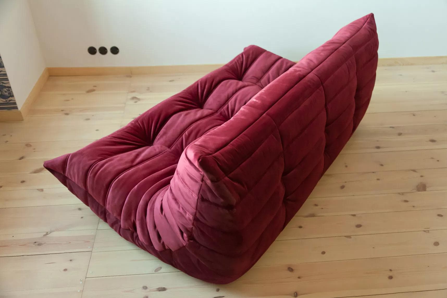Sofa Togo trzyosobowa, velvet bordowy - 166602