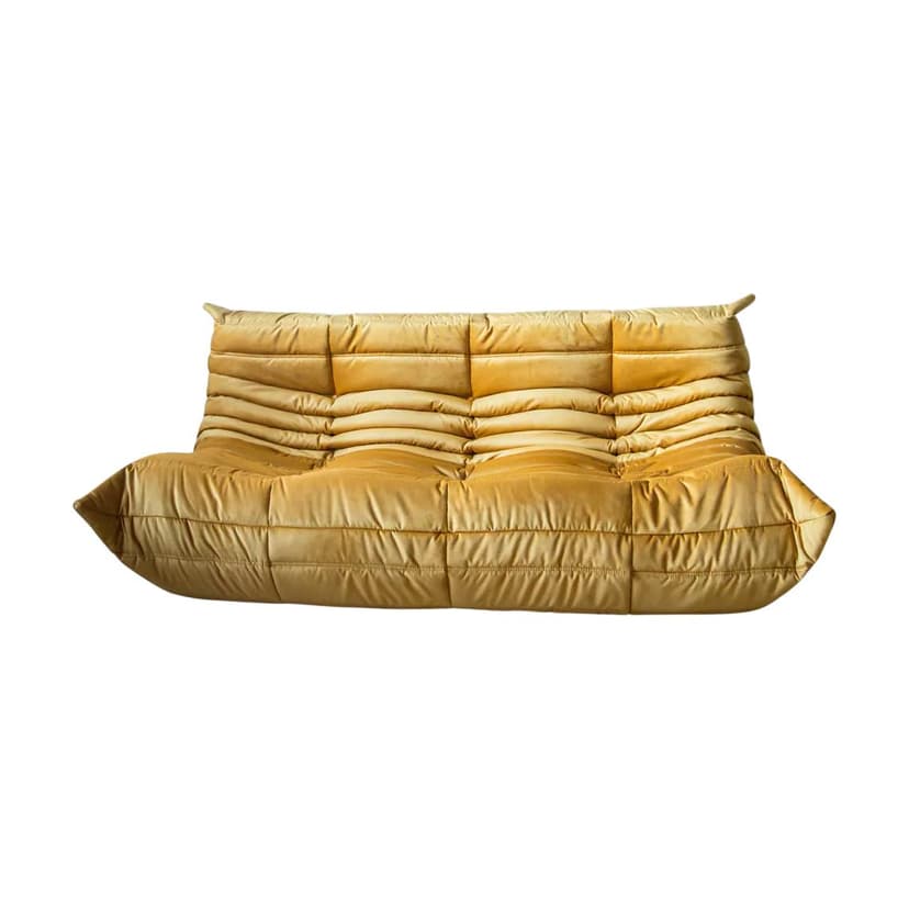 Sofa Togo trzyosobowa, velvet złoty