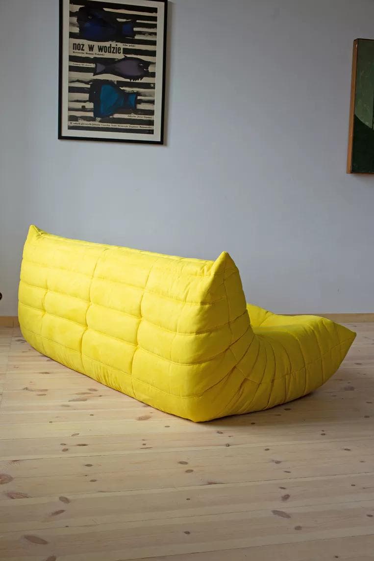 Sofa Togo trzyosobowa, mikrofibra cytrynowy żółty - 166390