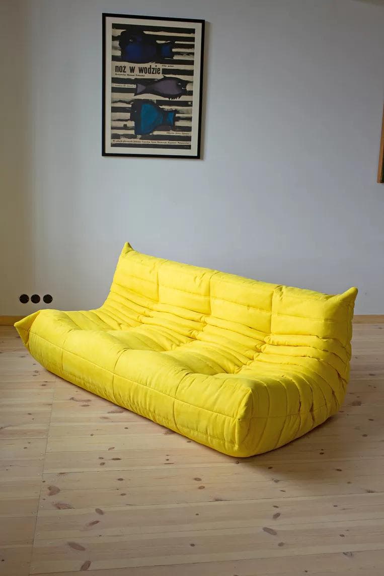 Sofa Togo trzyosobowa, mikrofibra cytrynowy żółty - 166389