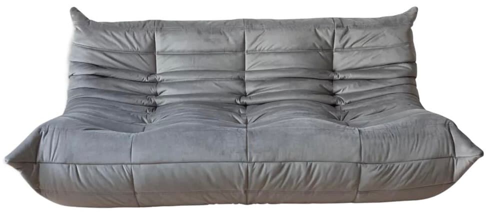 Sofa Togo trzyosobowa, velvet szary srebrny - 59526