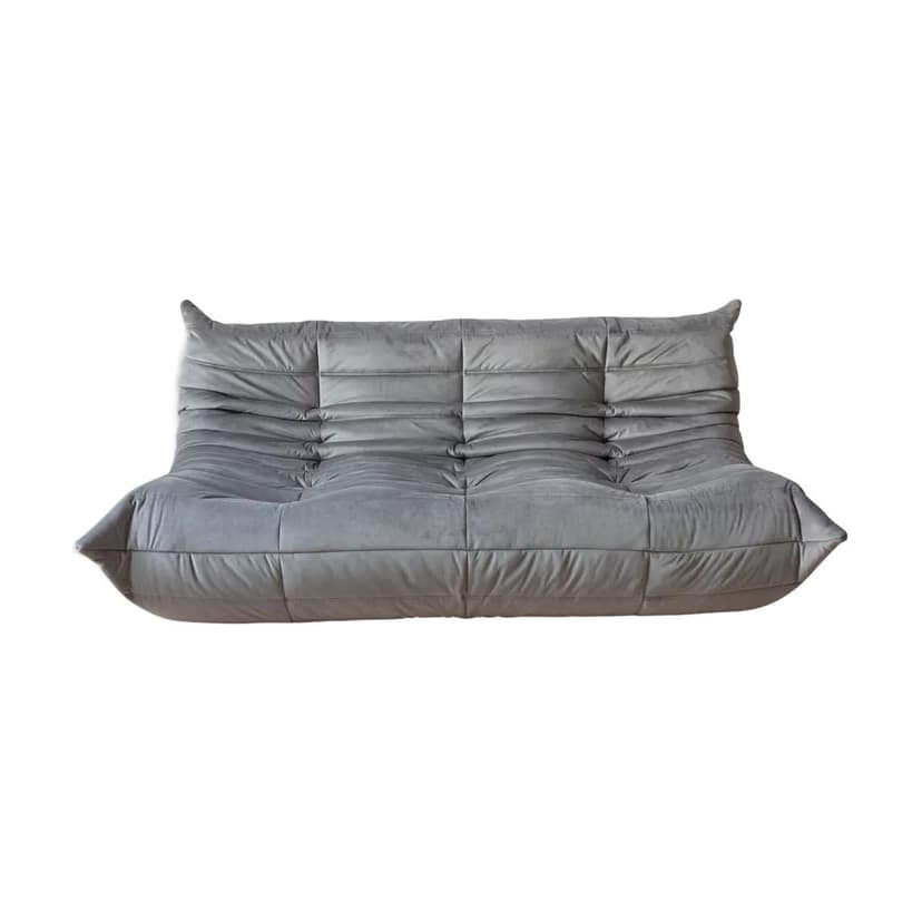 Sofa Togo trzyosobowa, velvet szary srebrny