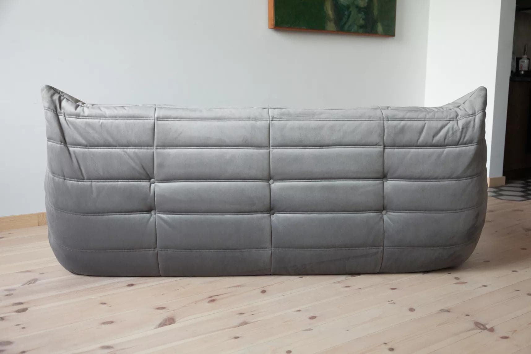 Sofa Togo trzyosobowa, velvet szary srebrny - 166382