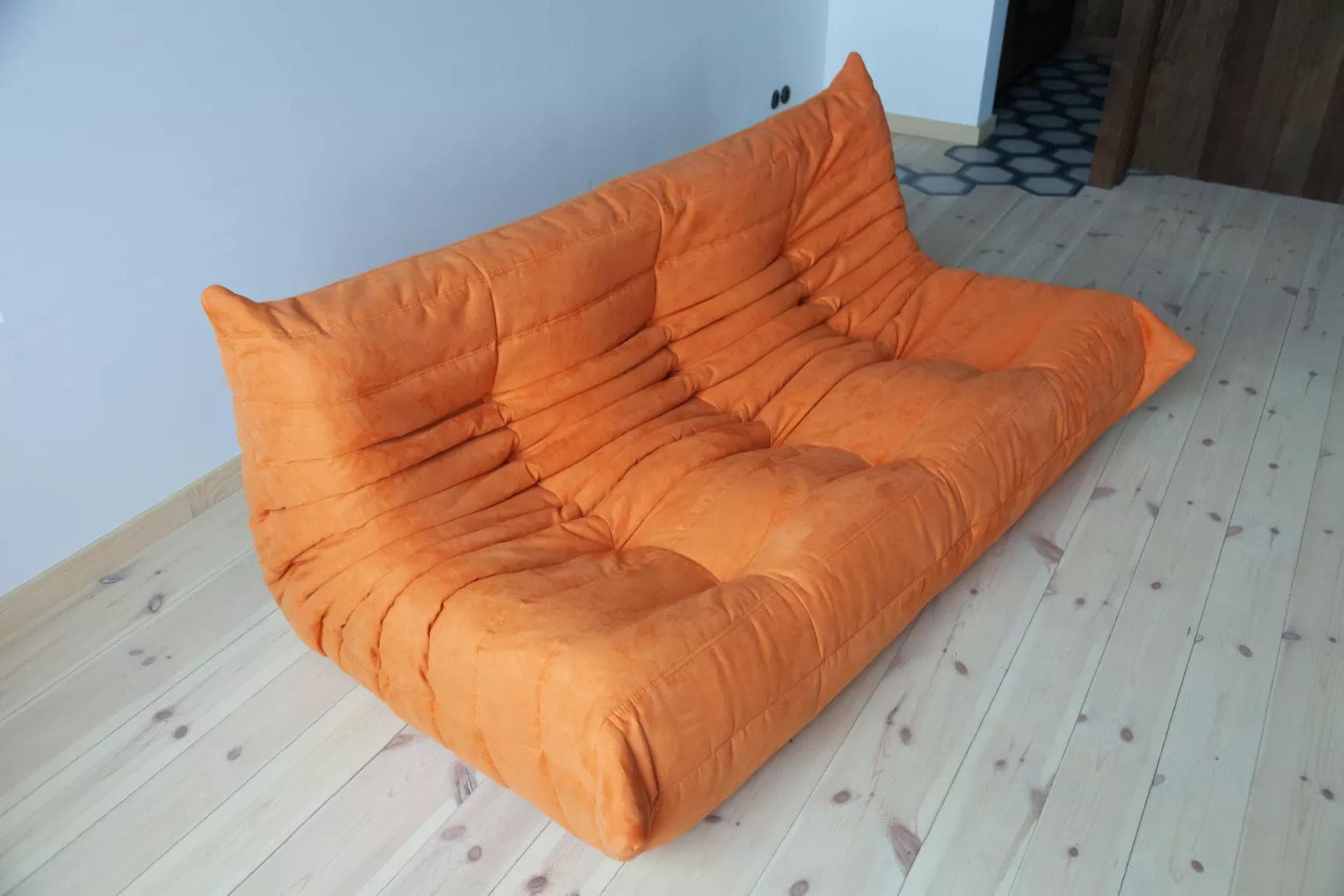 Sofa Togo trzyosobowa, mikrofibra pomarańcz - 166411