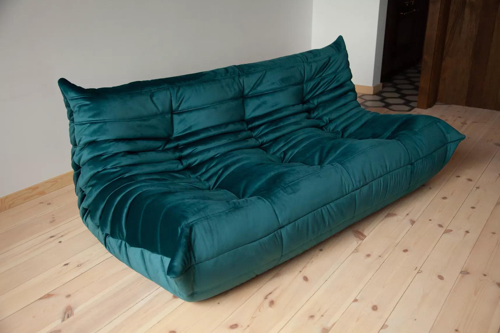 Sofa Togo trzyosobowa, velvet zielony cyraneczka - 166365