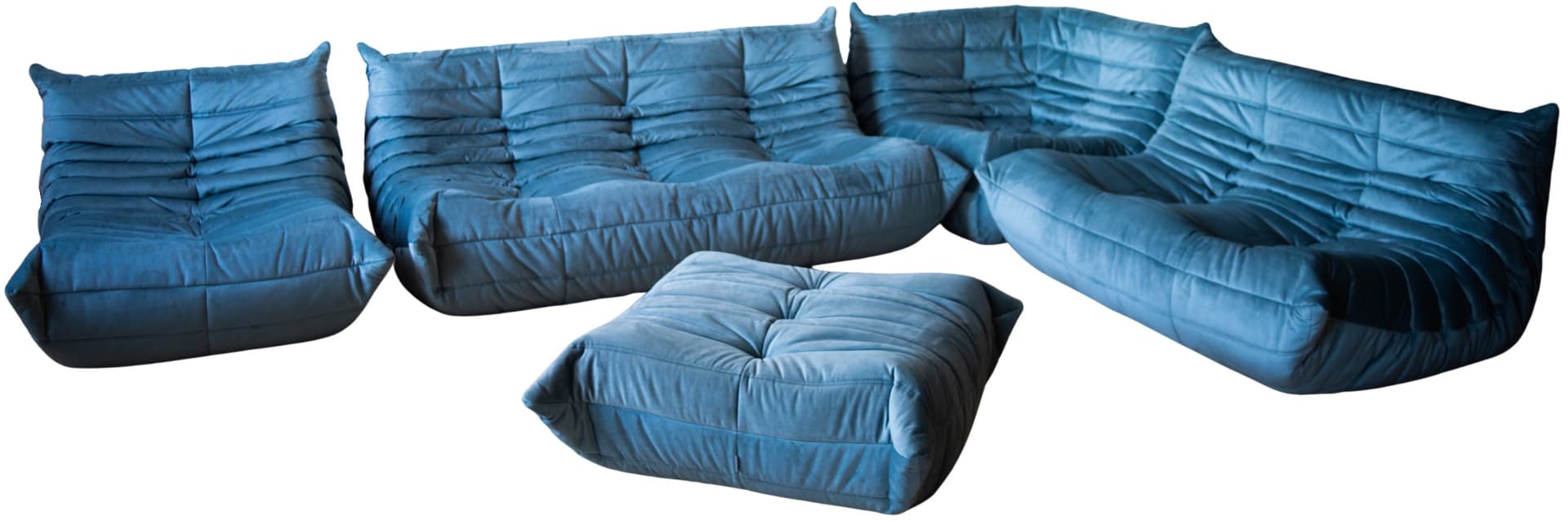 Zestaw wypoczynkowy Togo 5 części, velvet błękitny lazur - 65424