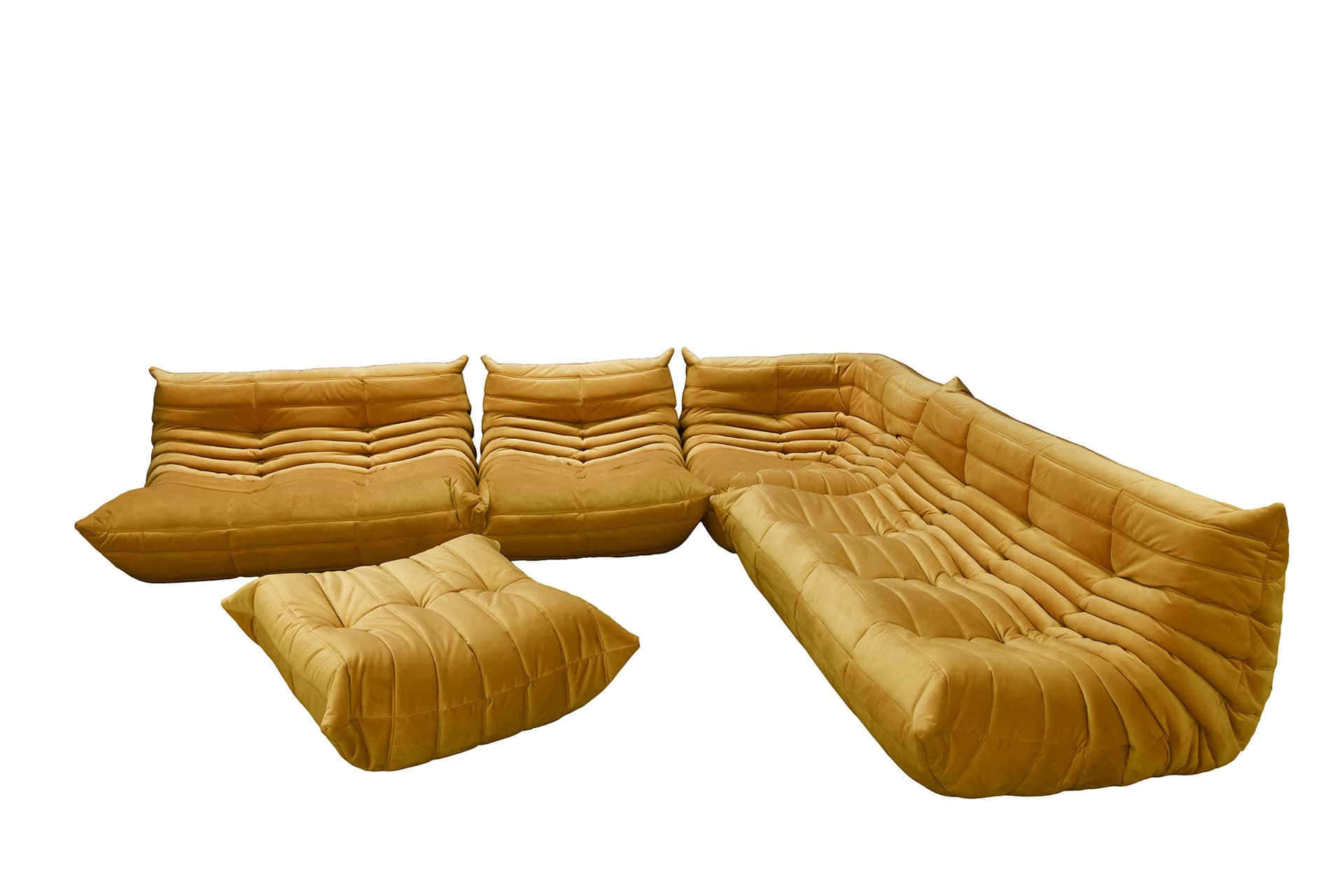 Zestaw wypoczynkowy Togo 5 części, velvet musztardowy żółty - 166606