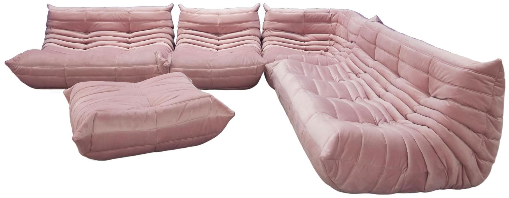 Zestaw wypoczynkowy Togo 5 części, velvet różowy jasny - 59527