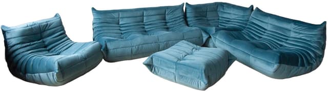 Zestaw wypoczynkowy Togo 5 części, velvet błękitny morski - WYMIARY