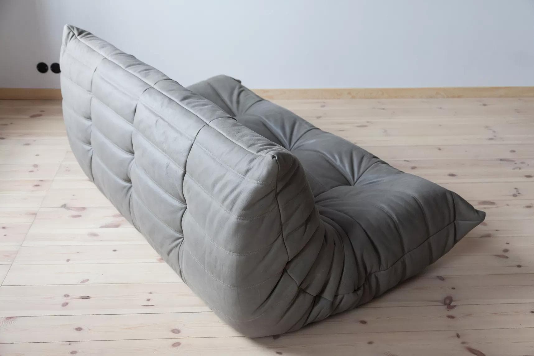 Sofa Togo trzyosobowa, skóra szara madras - 165955