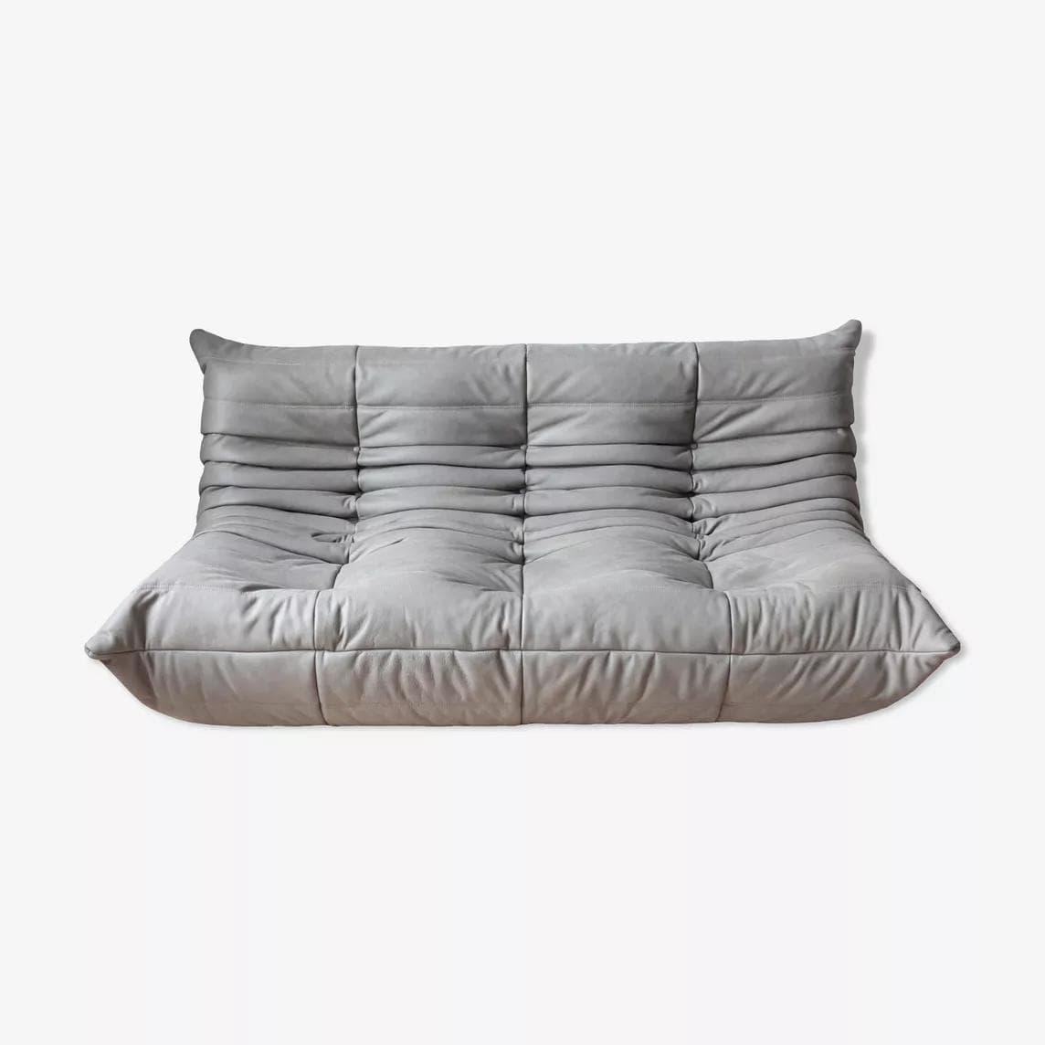 Sofa Togo trzyosobowa, skóra szara madras - 165947