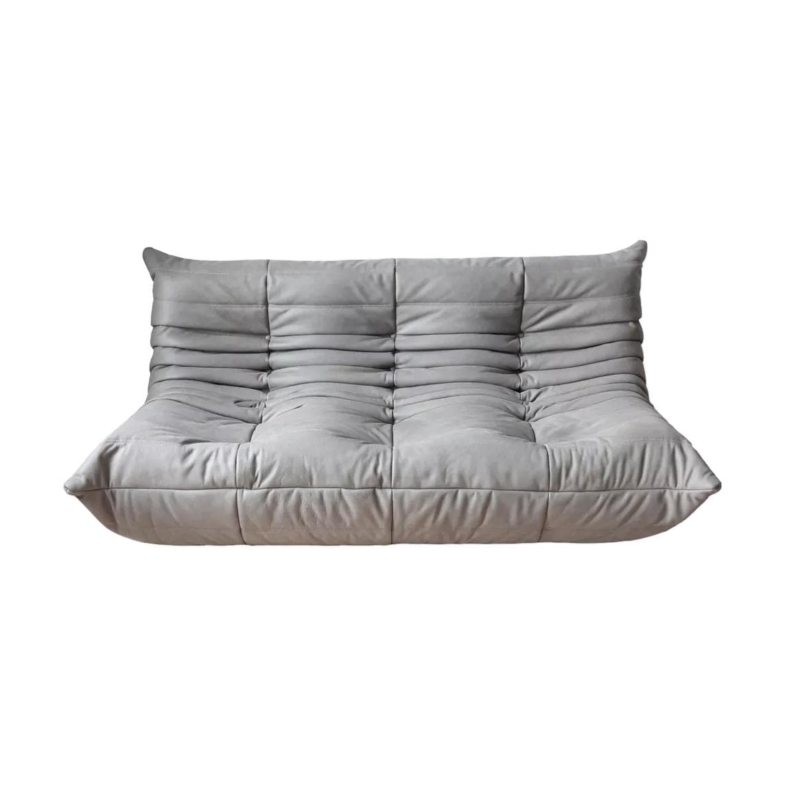 Sofa Togo trzyosobowa, skóra szara madras