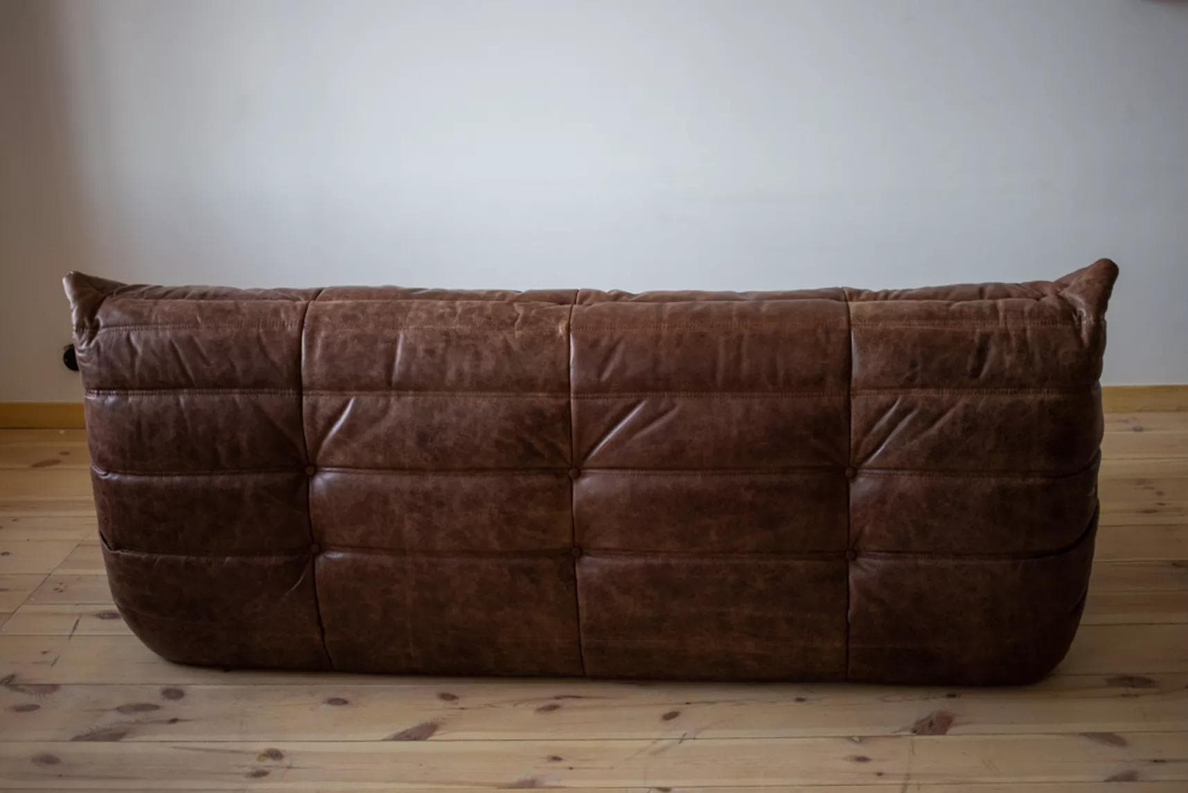 Sofa Togo trzyosobowa, skóra brązowa kasztanowa - 166562