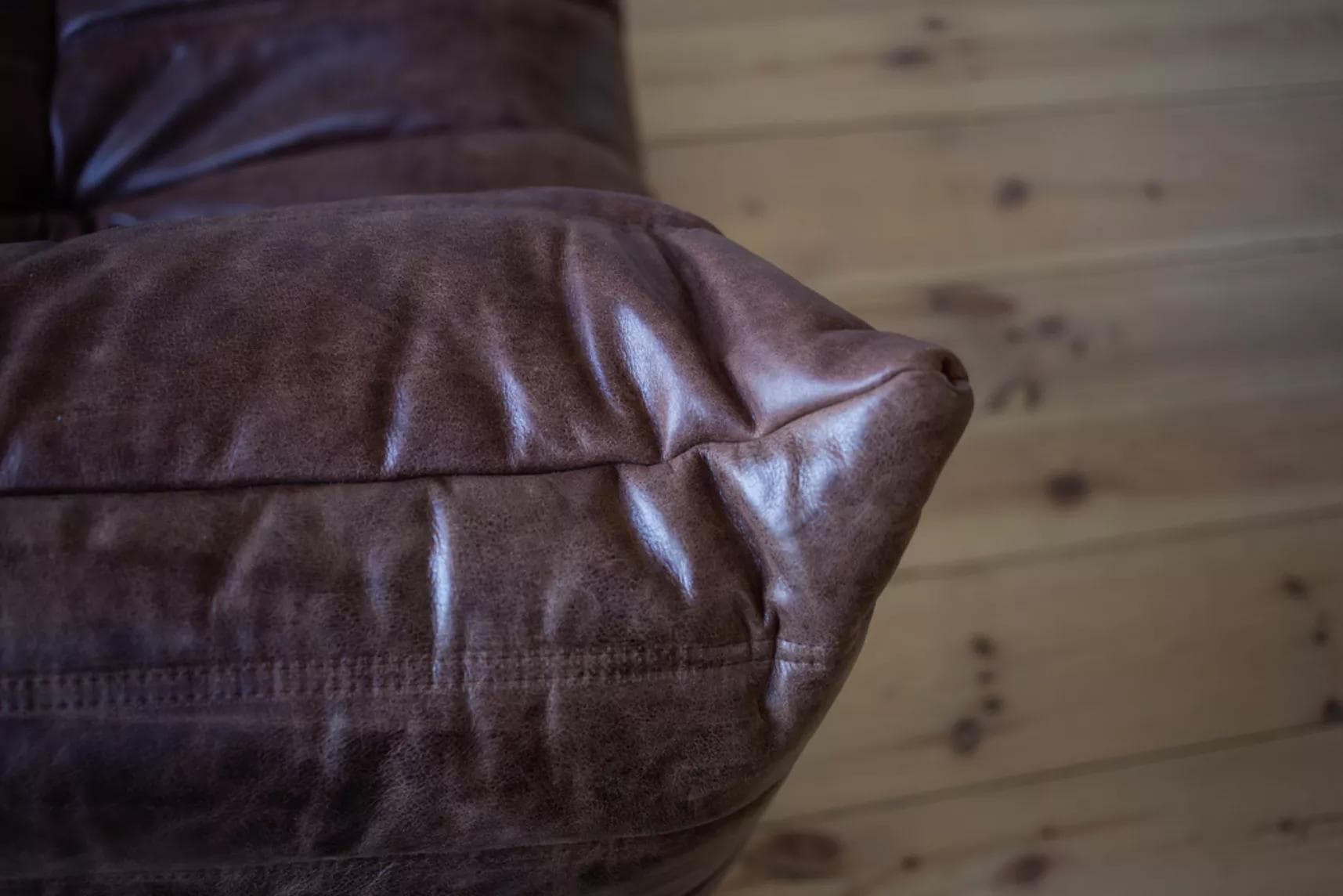 Sofa Togo trzyosobowa, skóra brązowa kasztanowa - 166563