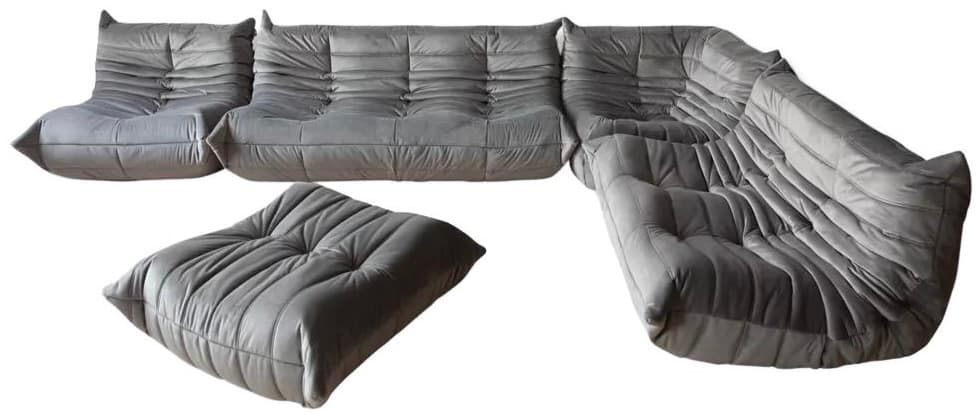 Zestaw wypoczynkowy Togo 5 części, velvet szary srebrny - 59465