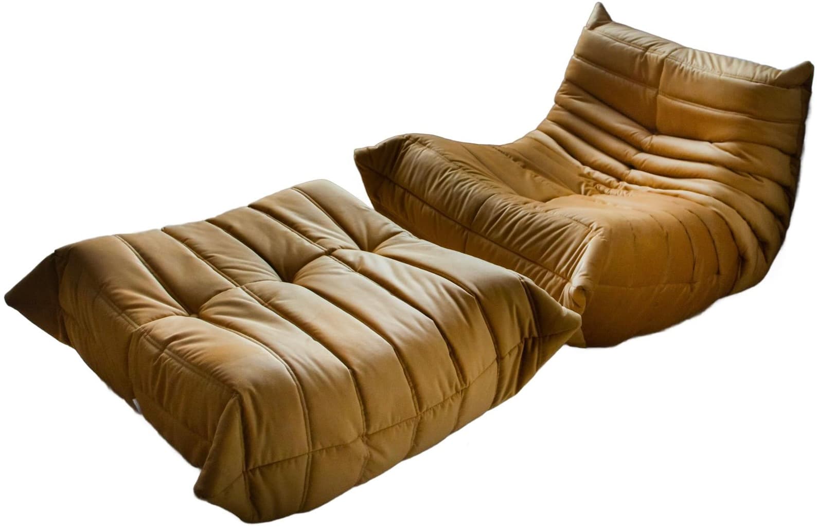 Fotel wypoczynkowy Togo z podnóżkiem, velvet złoty - 59408