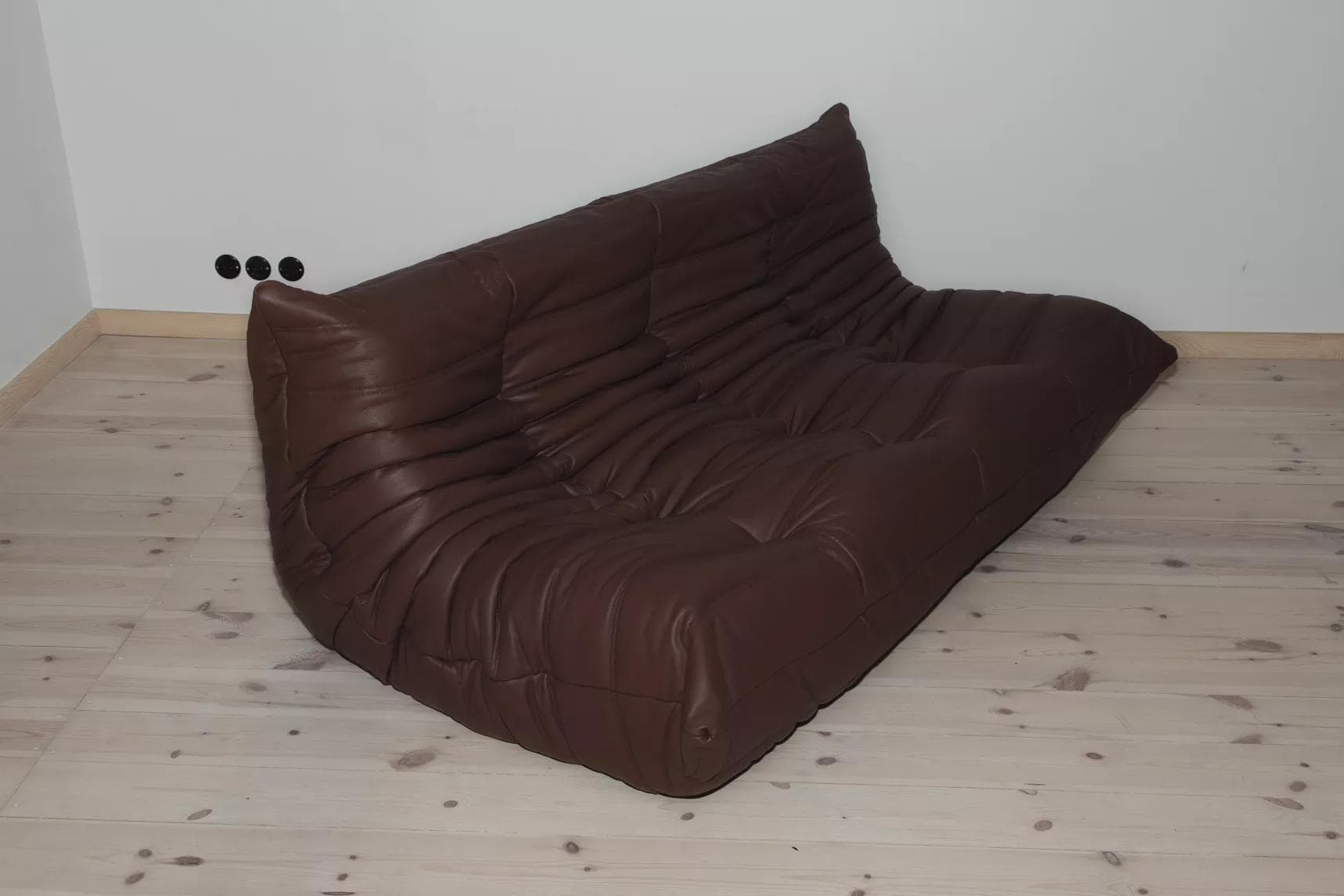 Sofa Togo trzyosobowa, skóra brązowa madras - 166689
