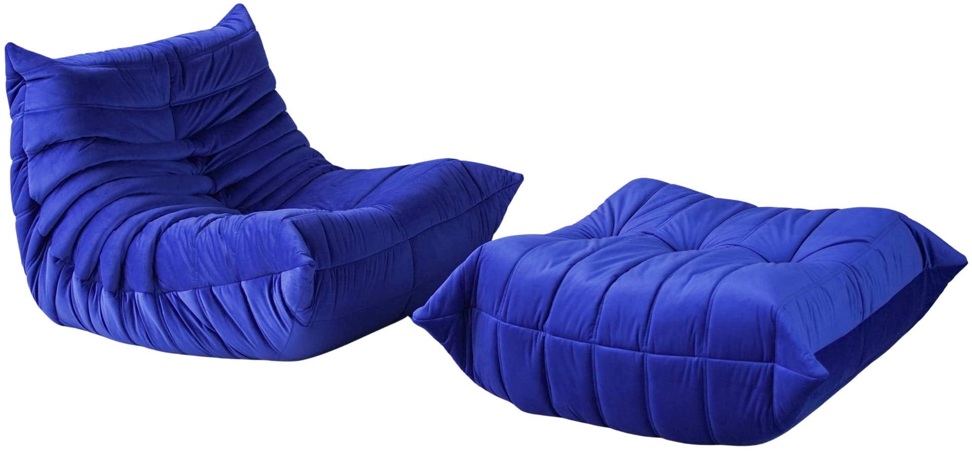Fotel wypoczynkowy Togo z podnóżkiem, velvet kobalt - 65398