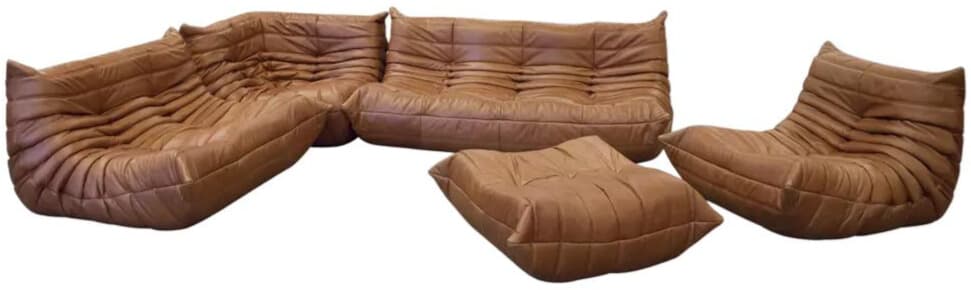 Zestaw wypoczynkowy Togo 5 części, skóra brązowa tobacco - 56999