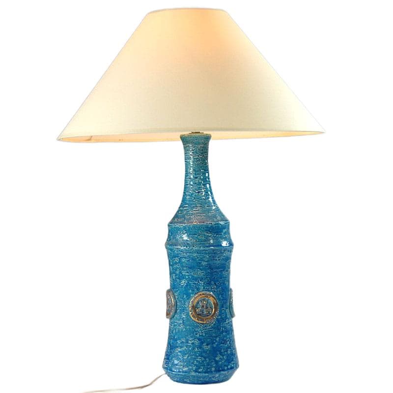 Niebieska ceramiczna lampa stołowa, proj. A. Londi dla Bitossi, Włochy, lata 60. - 4928