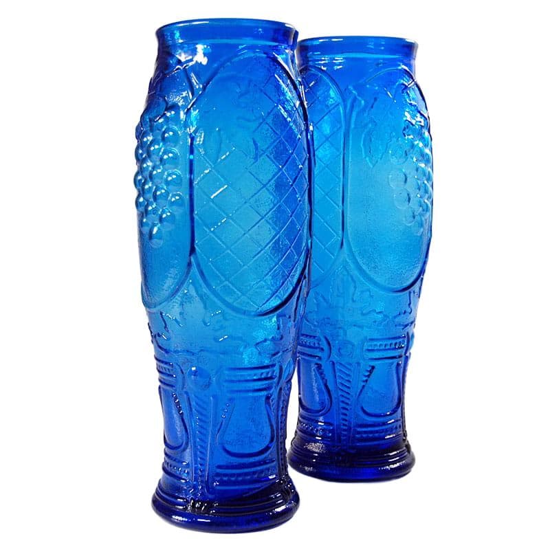 Niebieskie wazony ze szkła prasowanego, Rossini, Włochy, lata 60. - 5005