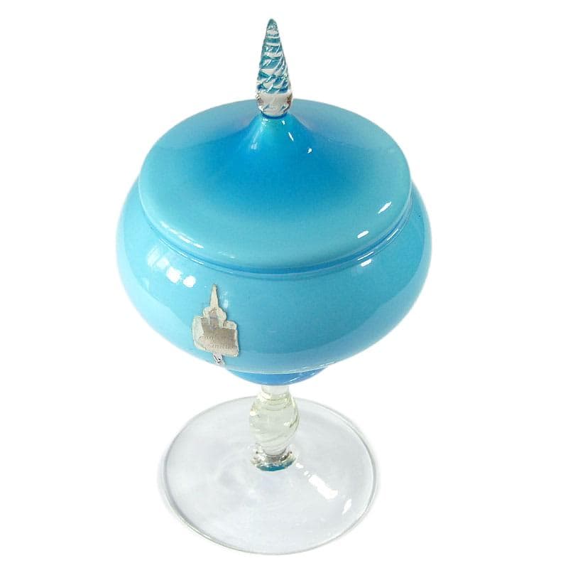Błękitna bomboniera szklana, dla Opaline de Versailles, Francja, lata 60. - 4985