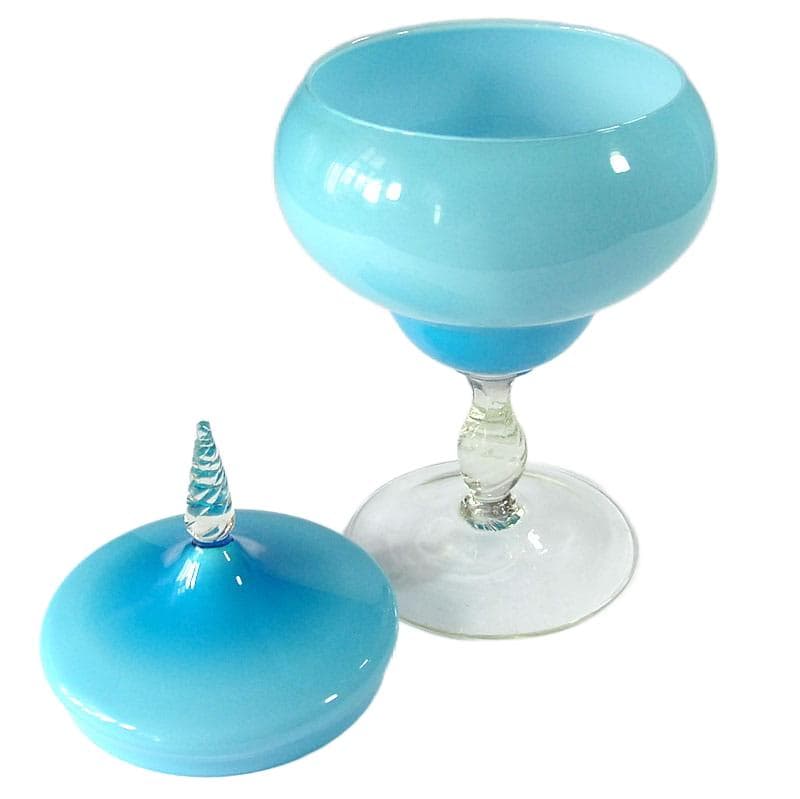 Błękitna bomboniera szklana, dla Opaline de Versailles, Francja, lata 60. - 4983