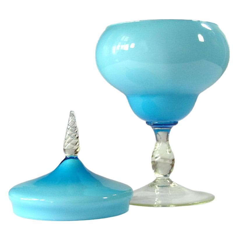 Błękitna bomboniera szklana, dla Opaline de Versailles, Francja, lata 60. - 4982