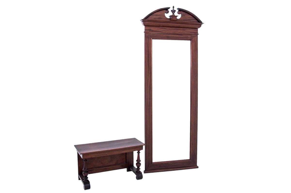 Dark Brown Console with Mirror, Northern Europe, Turn of the 19th and 20th Century