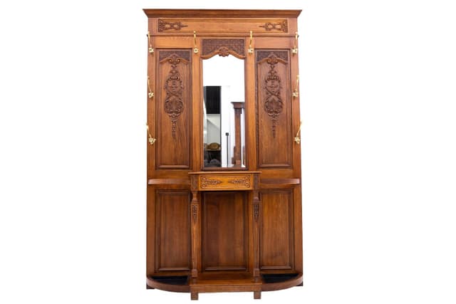 Dębowa garderoba secesyjna, Francja, lata 1910 - WYMIARY