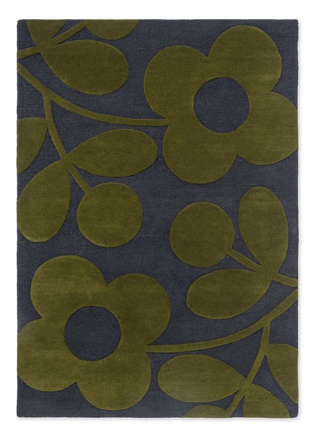 Rug SPRIG STEM MARINE 200x280 cm, navy blue, green, wool, Orla Kiely - DIMENSION