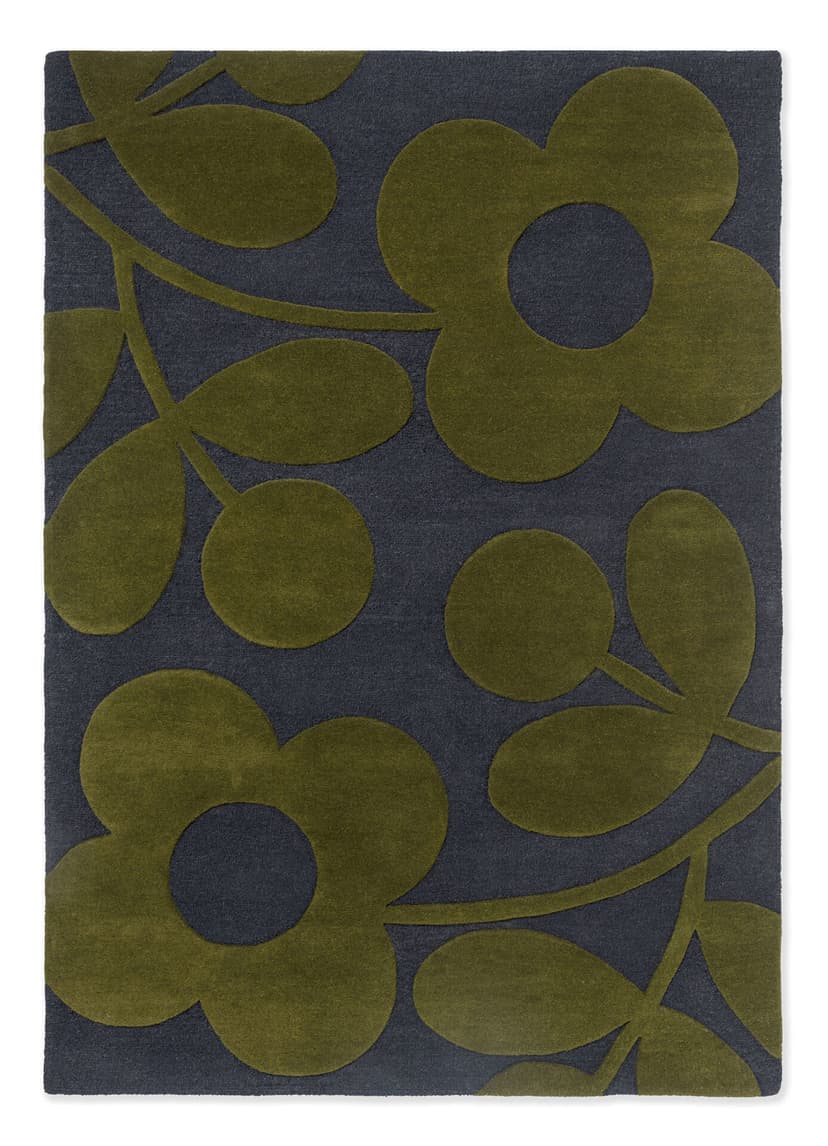 Dywan SPRIG STEM MARINE 120x180 cm, granatowy, zielony, wełna, Orla Kiely