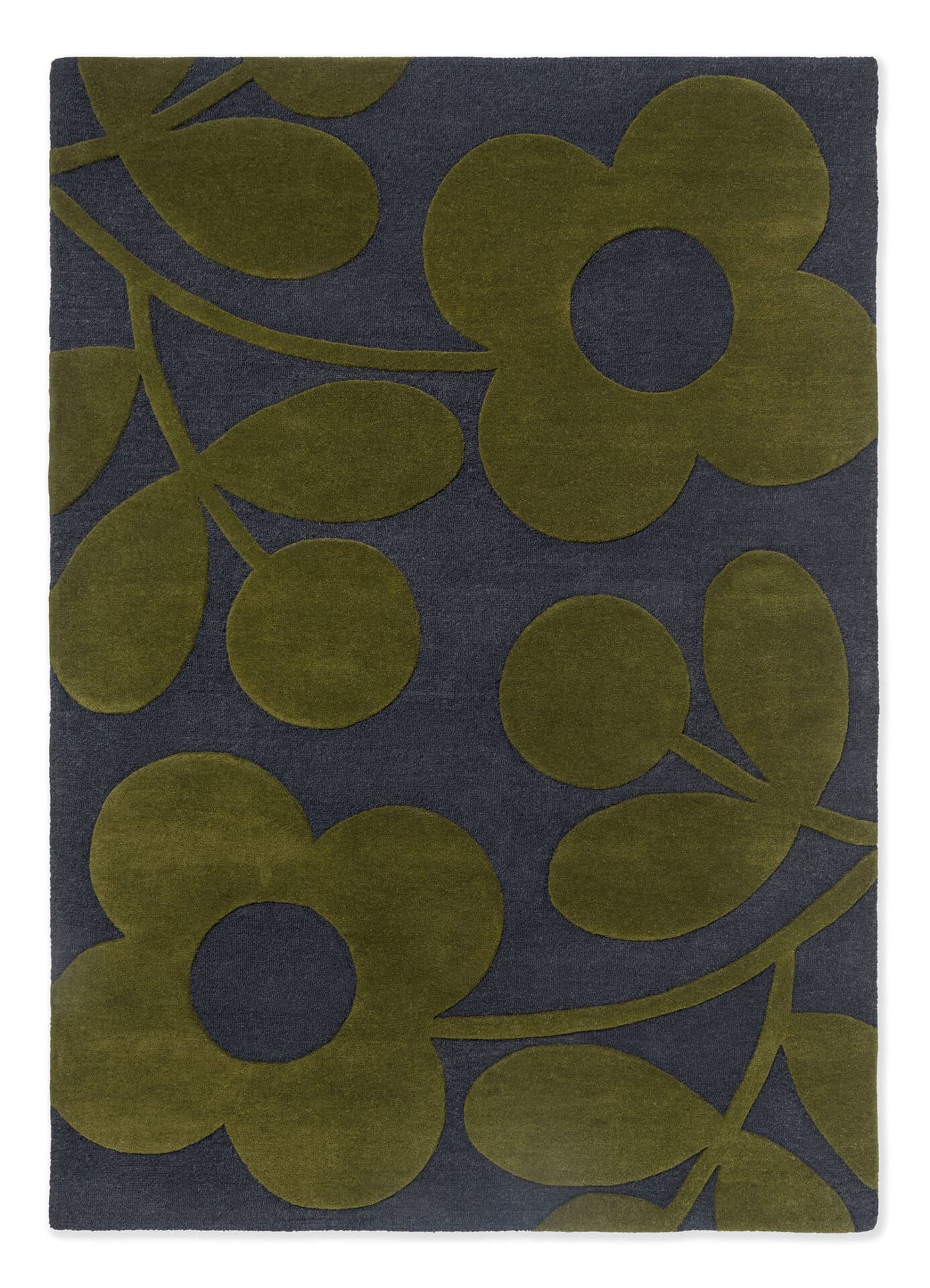 Dywan SPRIG STEM MARINE 160x230 cm, granatowy, zielony, wełna, Orla Kiely