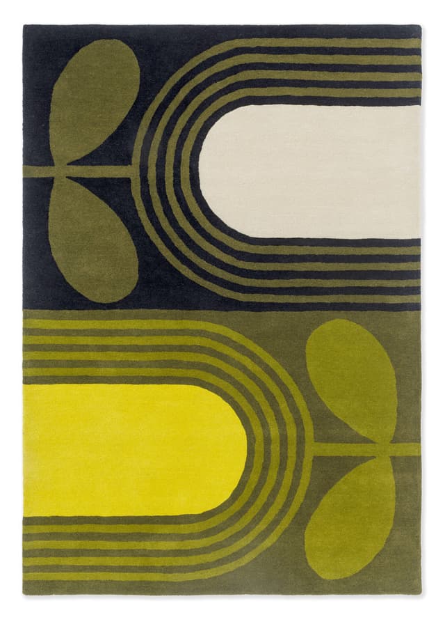 Dywan Striped Tulip Seagrass 120x180 cm, czarny, oliwkowy, wełna, Orla Kiely - WYMIARY