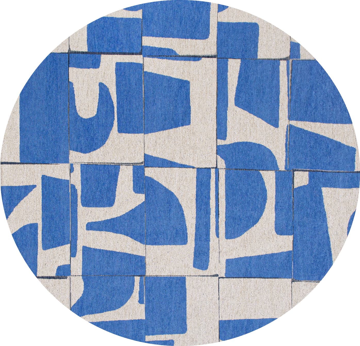 Dywan okrągły Papercut Campanula Round, beżowy, niebieski, 135x135, Louis De Poortere