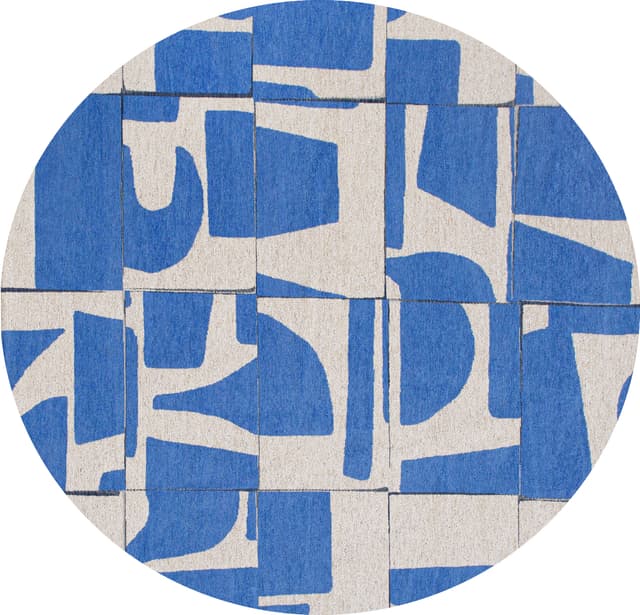 Dywan okrągły Papercut Campanula Round, beżowy, niebieski, 135x135, Louis De Poortere - WYMIARY