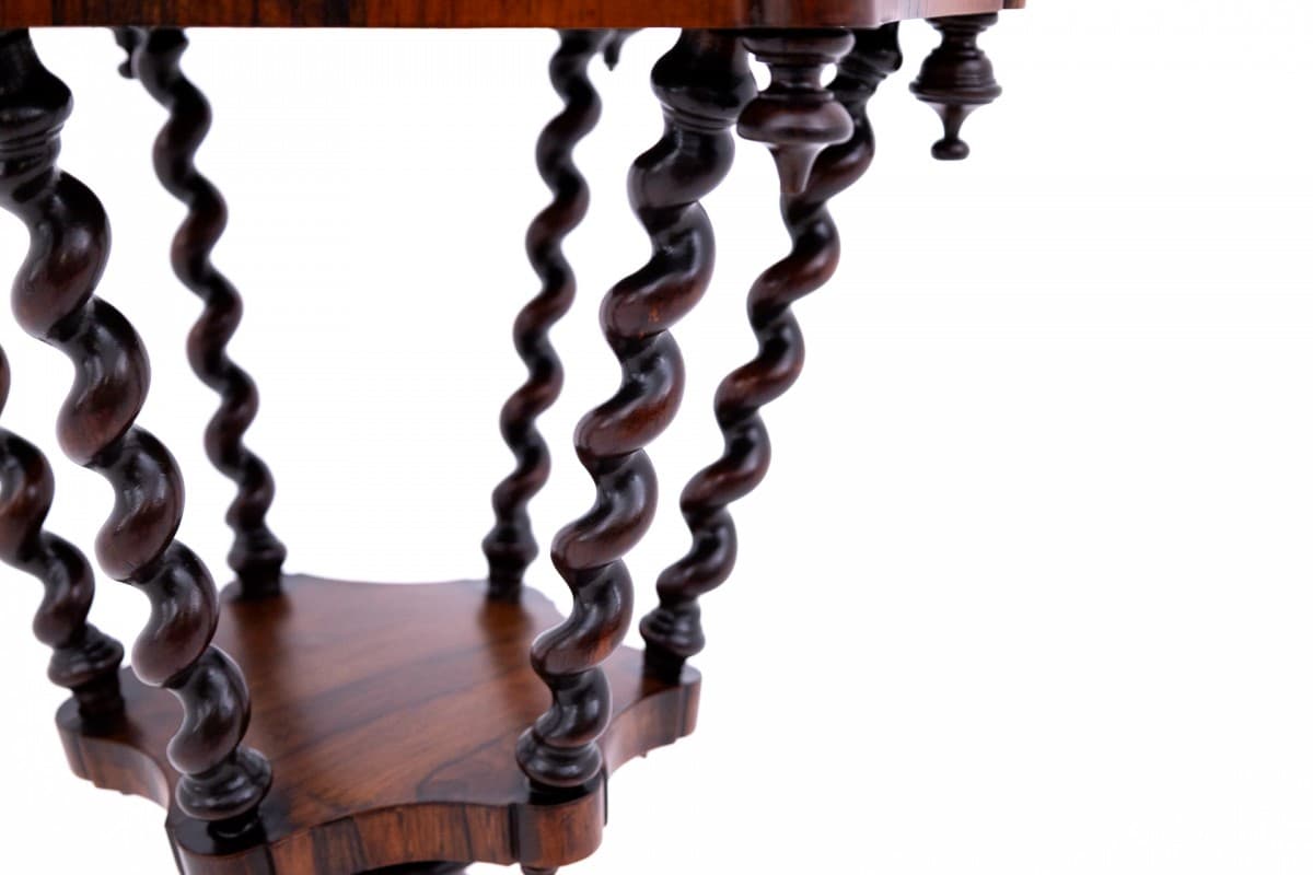 Ciemnobrązowy intarsjowany stolik, Francja, lata 80. XIX w. - 49919