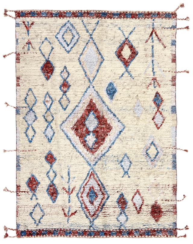 Dywan Tribe Ivory Red 250x300 cm, beżowy, czerwony, niebieski, wełna, Reza's - WYMIARY